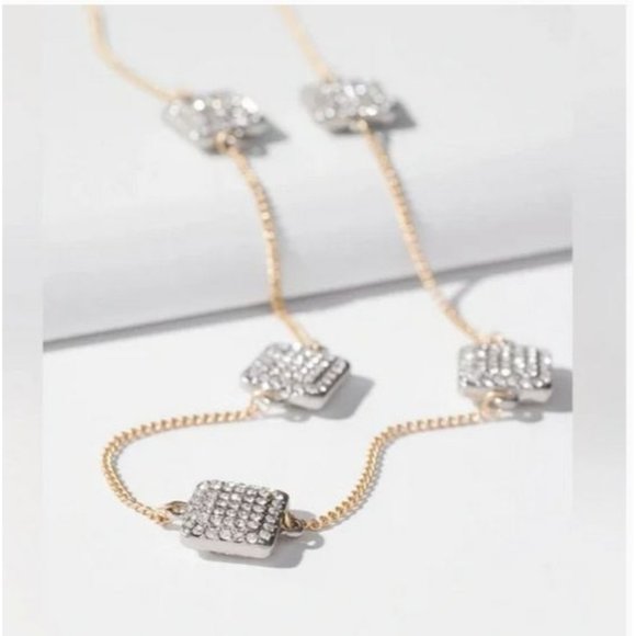 White House Black Market Gold Chain & CZ Neutral Necklace Romantic Luxury NEW - Picture 10 of 11